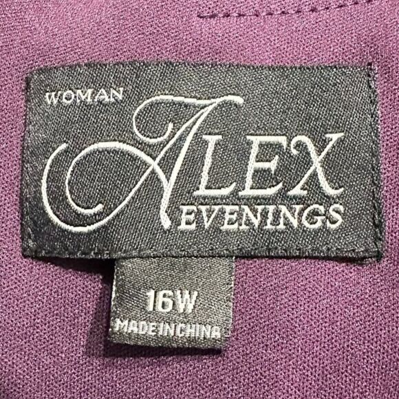 Alex Evenings Dress Women's Plus 16W Purple Glitter Jacquard Knit Maxi Gown NWT - Picture 6 of 8